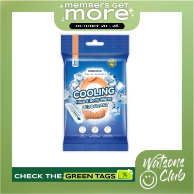 WATSONS WATSONS Cooling Face & Body Wipes Deodorant 10s image