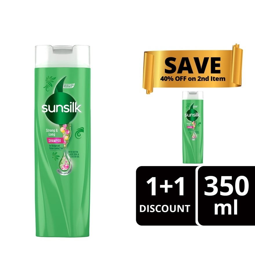 SUNSILK Shampoo Strong & Long 350ml Buy 1 Get 2nd at 40% OFF