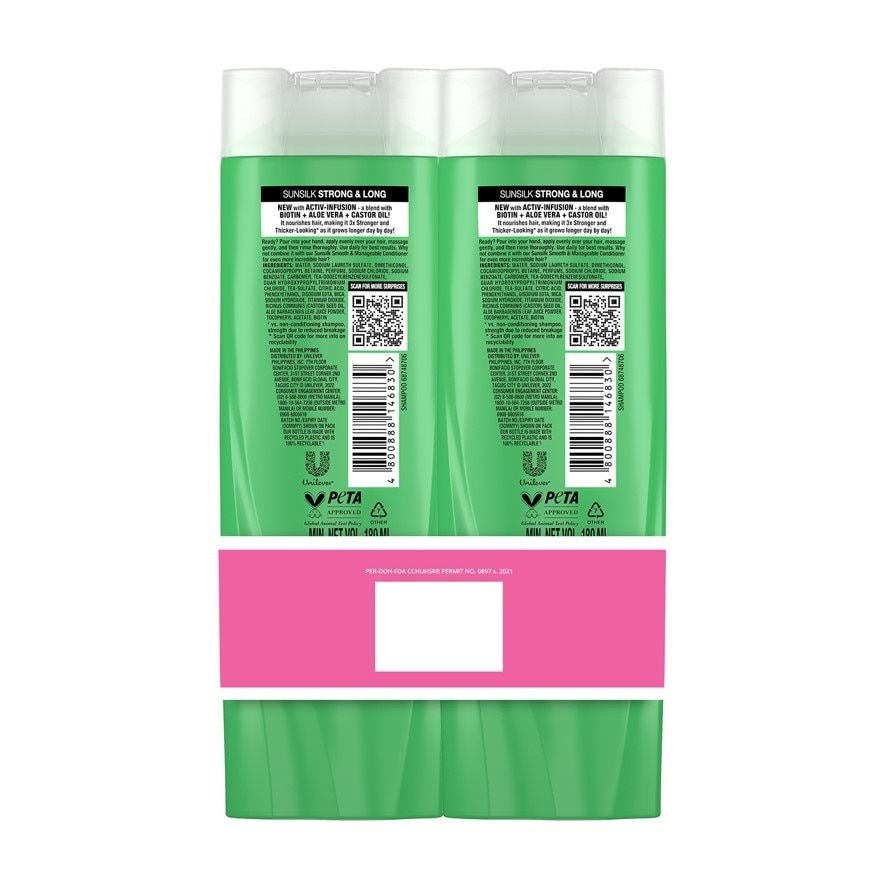 SUNSILK Shampoo Strong & Long 180ml Buy 1 Get 2nd at 40% OFF