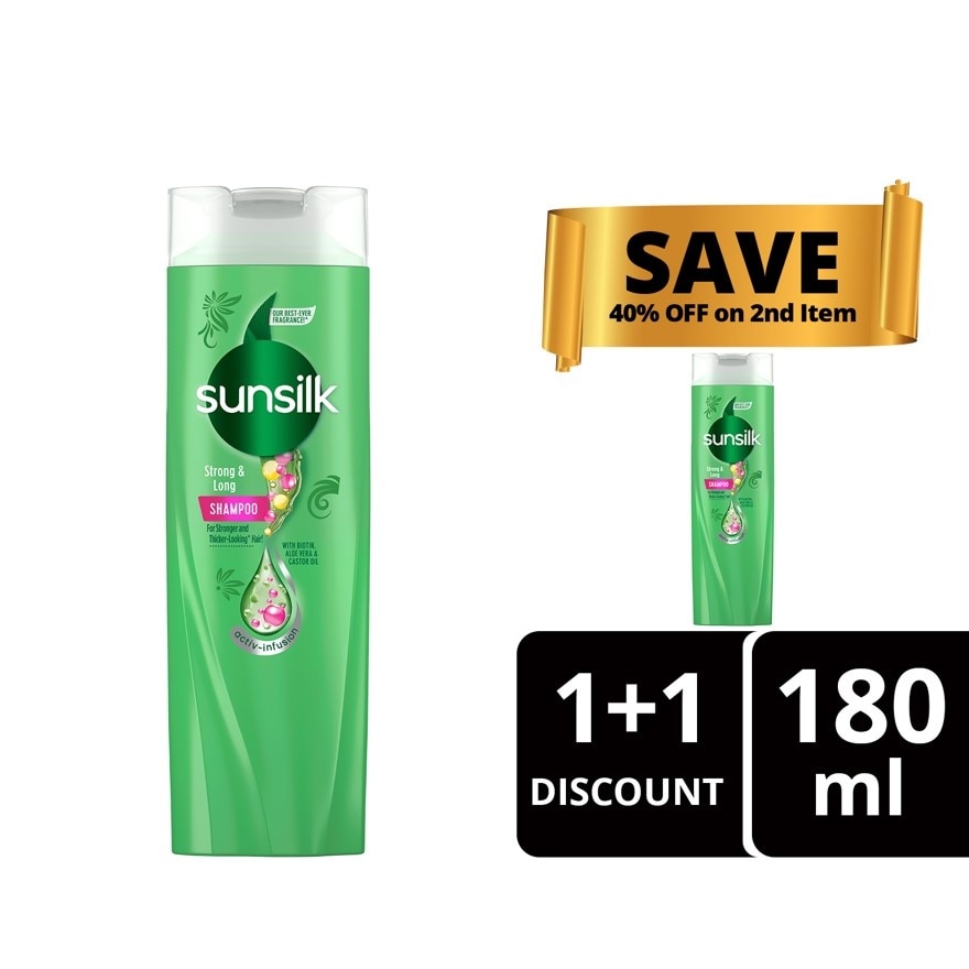 SUNSILK Shampoo Strong & Long 180ml Buy 1 Get 2nd at 40% OFF