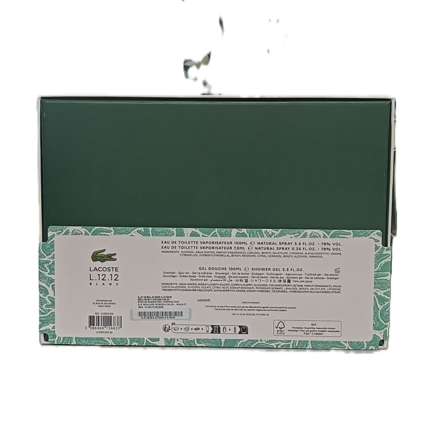 LACOSTE L.12.12 Blanc Eau De Toilette 100ml Gift Set