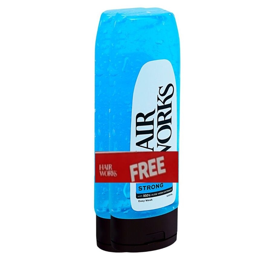 HAIR WORKS Strong Hold Hairstyling Gel Blue 120ml Gift Set