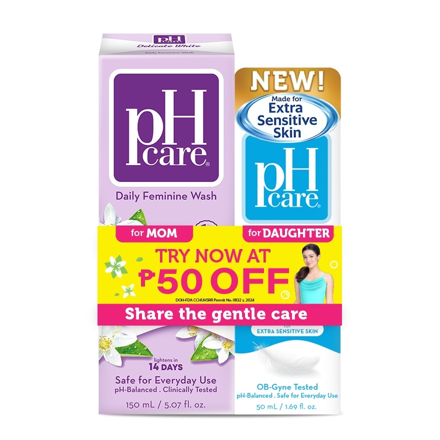 PH CARE Feminine Wash Delicate White for Mom & Daughter Gift Set