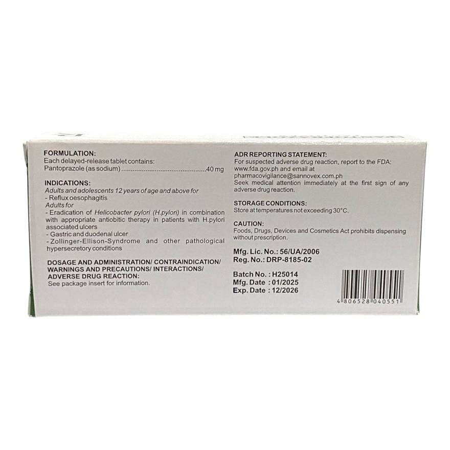 PANTOVEX 40mg Delayed Release Tablet Sold Per Piece [PRESCRIPTION REQUIRED]