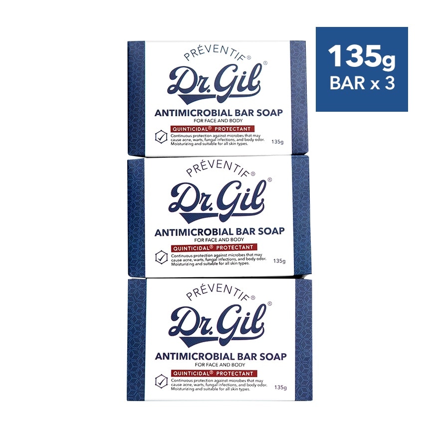 DR GIL Preventif Antimicrobial Bar Soap For Face And Body 135G x 3 Bundle