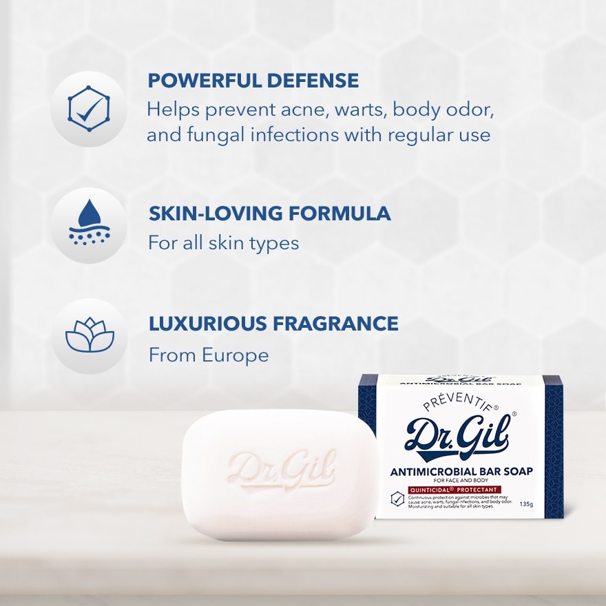 DR GIL Preventif Antimicrobial Bar Soap For Face And Body 135G x 3 Bundle