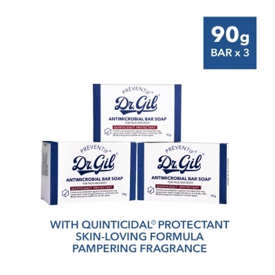 DR GIL DR GIL Preventif Antimicrobial Bar Soap For Face And Body 90G x 3 Bundle