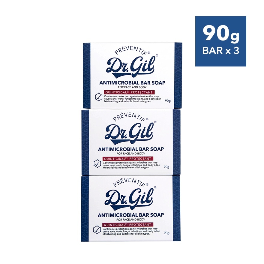 DR GIL Preventif Antimicrobial Bar Soap For Face And Body 90G x 3 Bundle