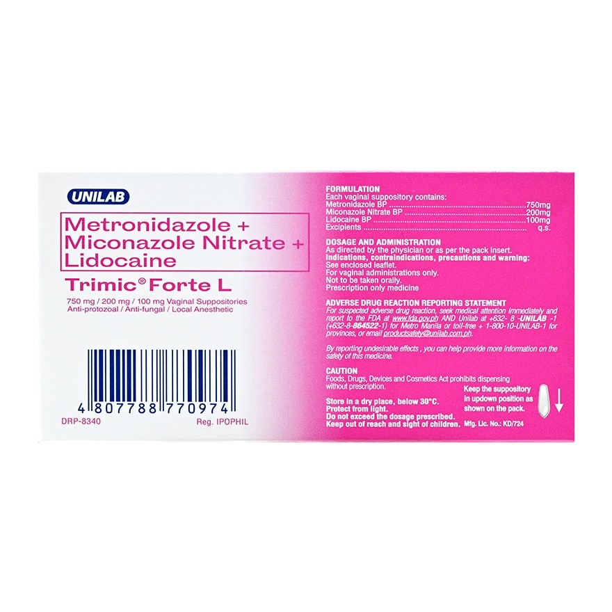 TRIMIC Forte L 750mg/200mg/100mg Sold Per Piece [PRESCRIPTION REQUIRED]