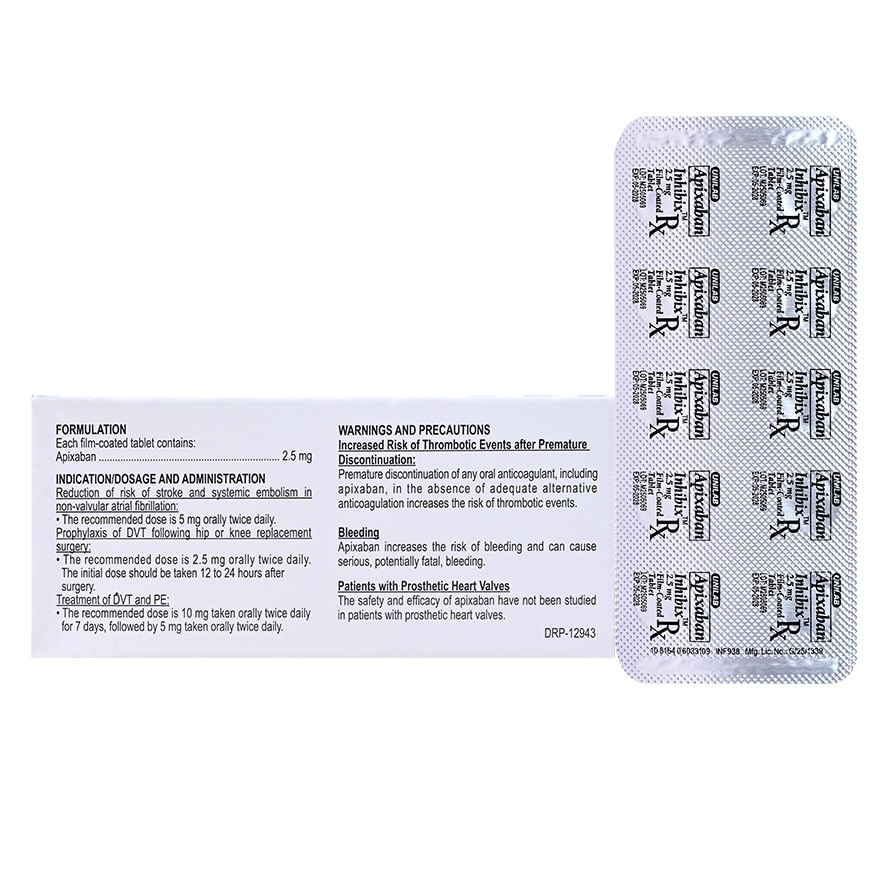 INHIBIX 2.5mg Film Coated Tablet Sold Per Piece [PRESCRIPTION REQUIRED]