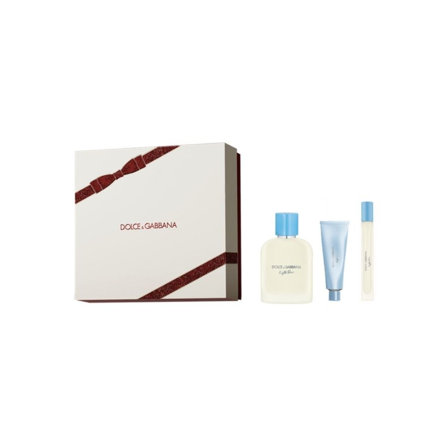 DOLCE GABBANA Light Blue Pour Homme Eau de Toilette Trio Gift Set