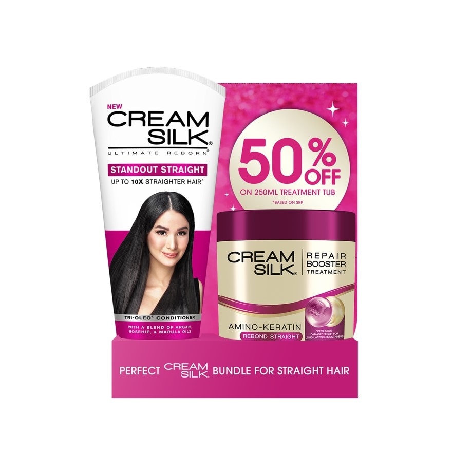 CREAM SILK Stand Out Straight 350ml x Rebond Straight Treatment 250ml Bundle