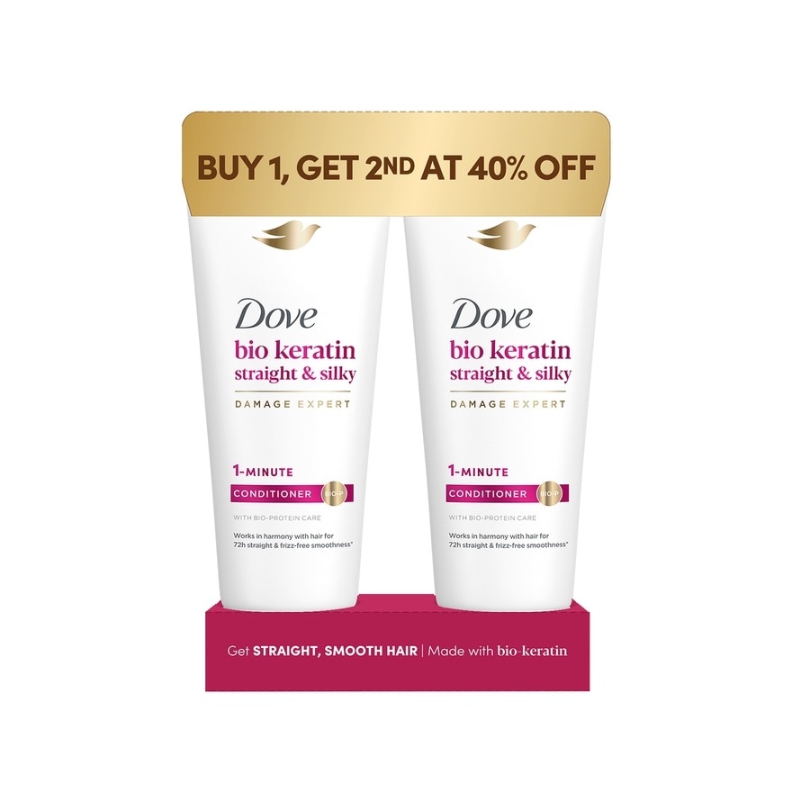 DOVE Bio Keratin Straight & Silky Conditioner Buy 1 Get 2nd at 40% off 170ml