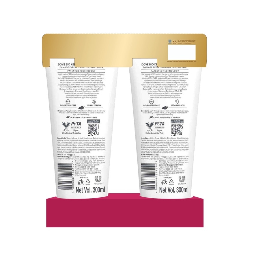 DOVE Bio Keratin Straight & Silky Conditioner Buy 1 Get 2nd at 40% off 300ml