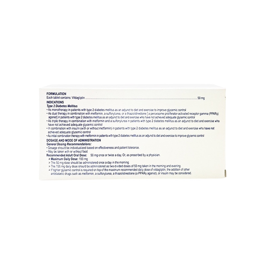 VILDAGLIPTIN 50mg Tablet Sold Per Piece [PRESCRIPTION REQUIRED]