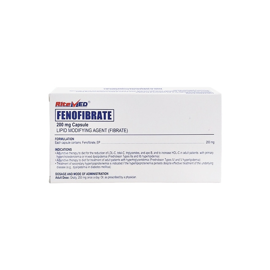 FENOFIBRATE Ritemed 200mg Capsule Sold Per Piece [PRESCRIPTION REQUIRED]