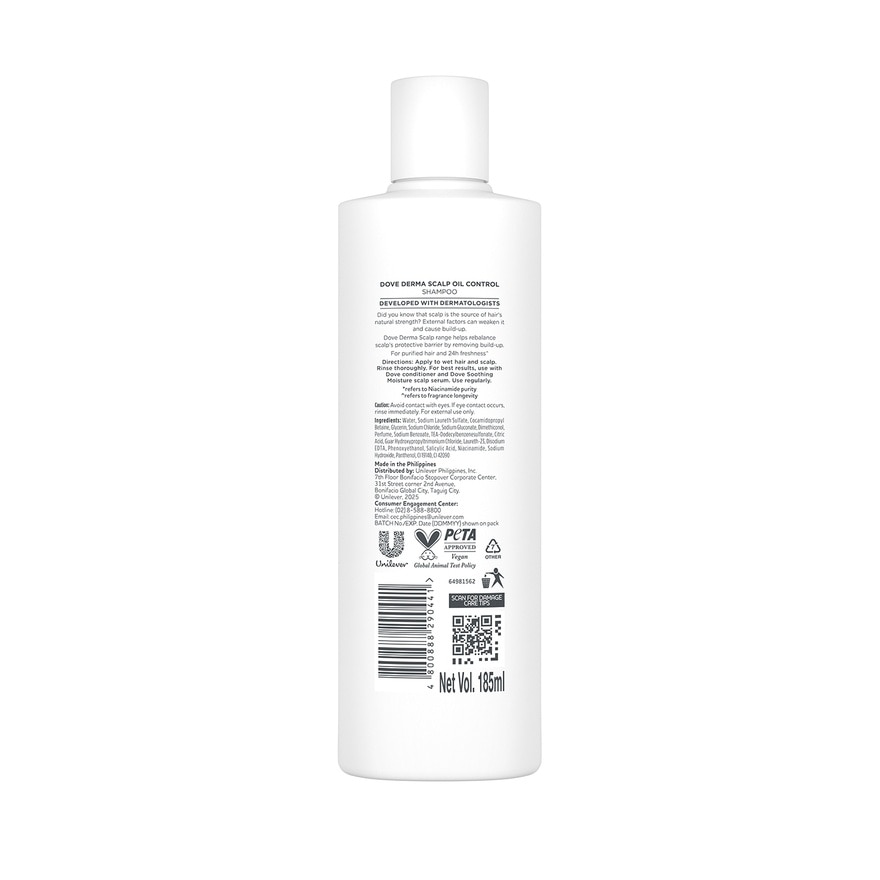 DOVE Derma Scalp+ Oil Control Shampoo 185ml