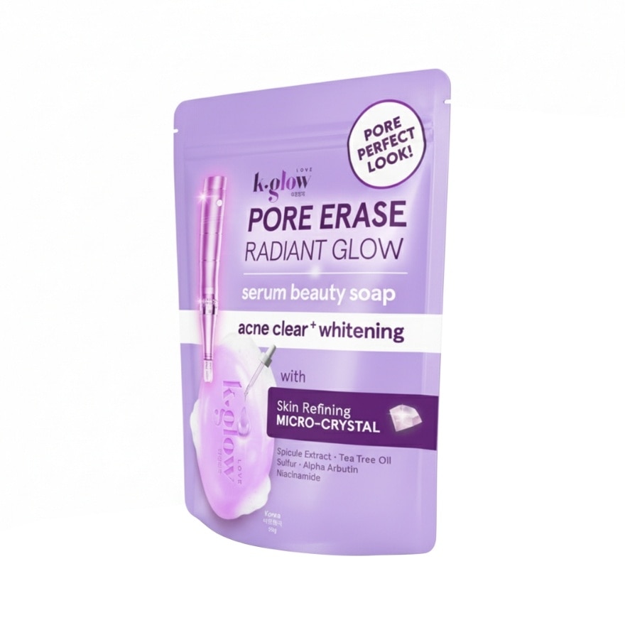 K GLOW Pore Erase Serum Acne Clear Whitening Beauty Soap 90g