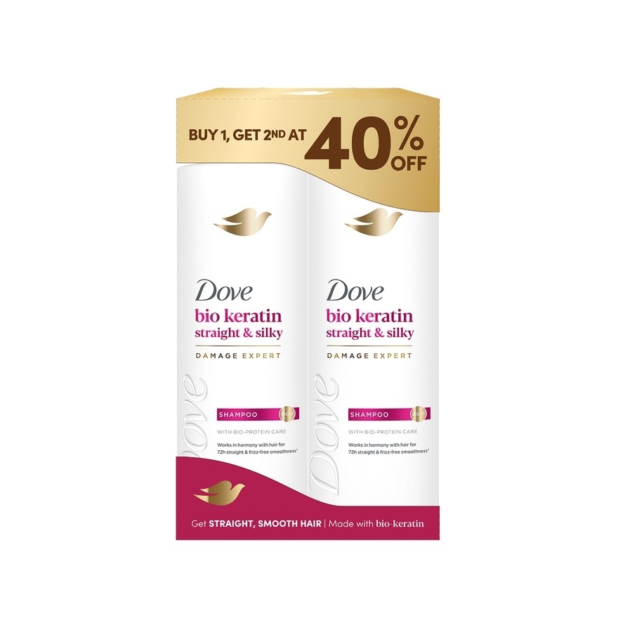 DOVE Bio Keratin Straight & Silky Shampoo 185ml Buy 1 Get 2nd at 40% off