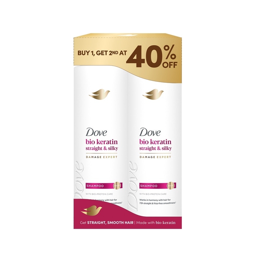 DOVE Bio Keratin Straight & Silky Shampoo Bundle 300ml image