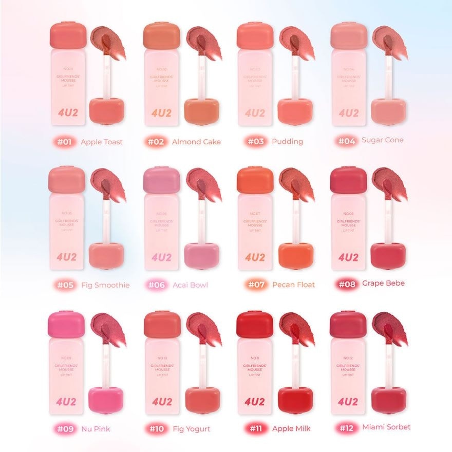 4U2 Girlfriends' Mousse Lip Tint 3g 11 Apple Milk