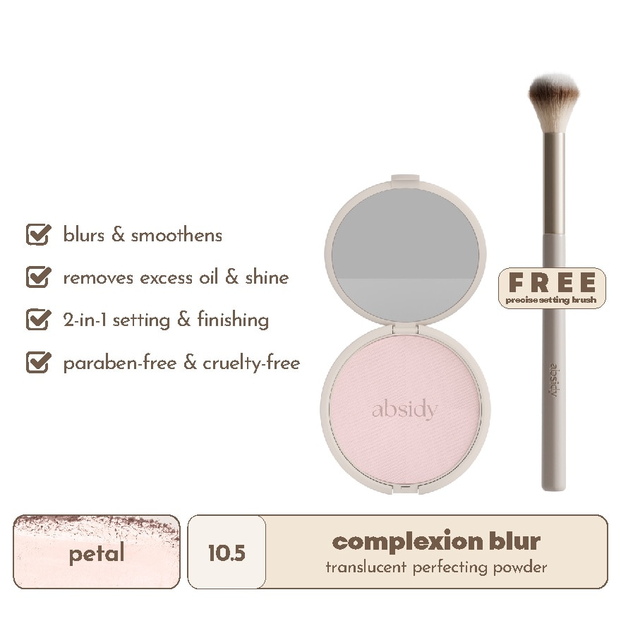 ABSIDY Complexion Blur Powder Petal 10.5 with Free Tapered Setting Face Brush