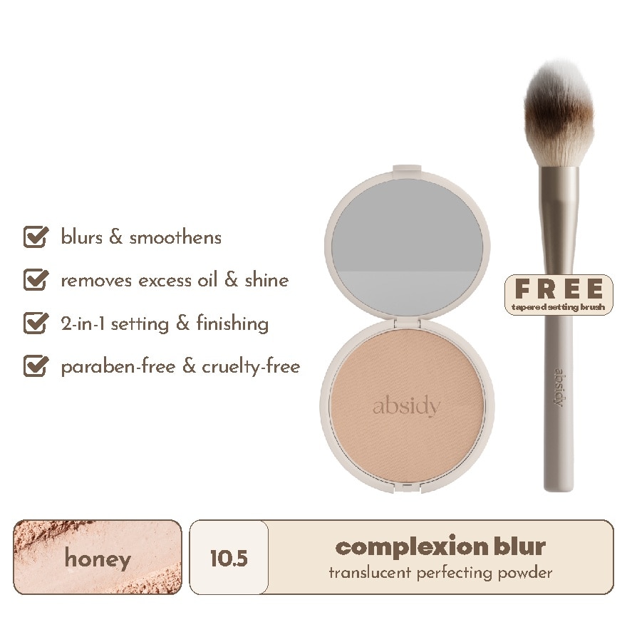ABSIDY Complexion Blur Powder Honey 10.5 with Free Tappered Setting Face Brush