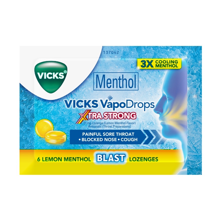 VICKS VapoDrops Xtra Strong Lemon 6s