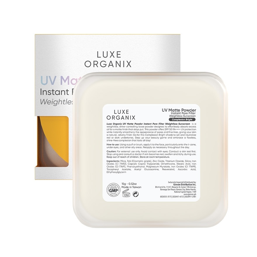 LUXE ORGANIX UV Matte Powder Instant Pore Filter Weightless Sunscreen Complexion Bright 15g