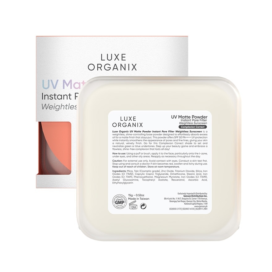 LUXE ORGANIX UV Matte Powder Instant Pore Filter Weightless Sunscreen Complexion Correct 15g