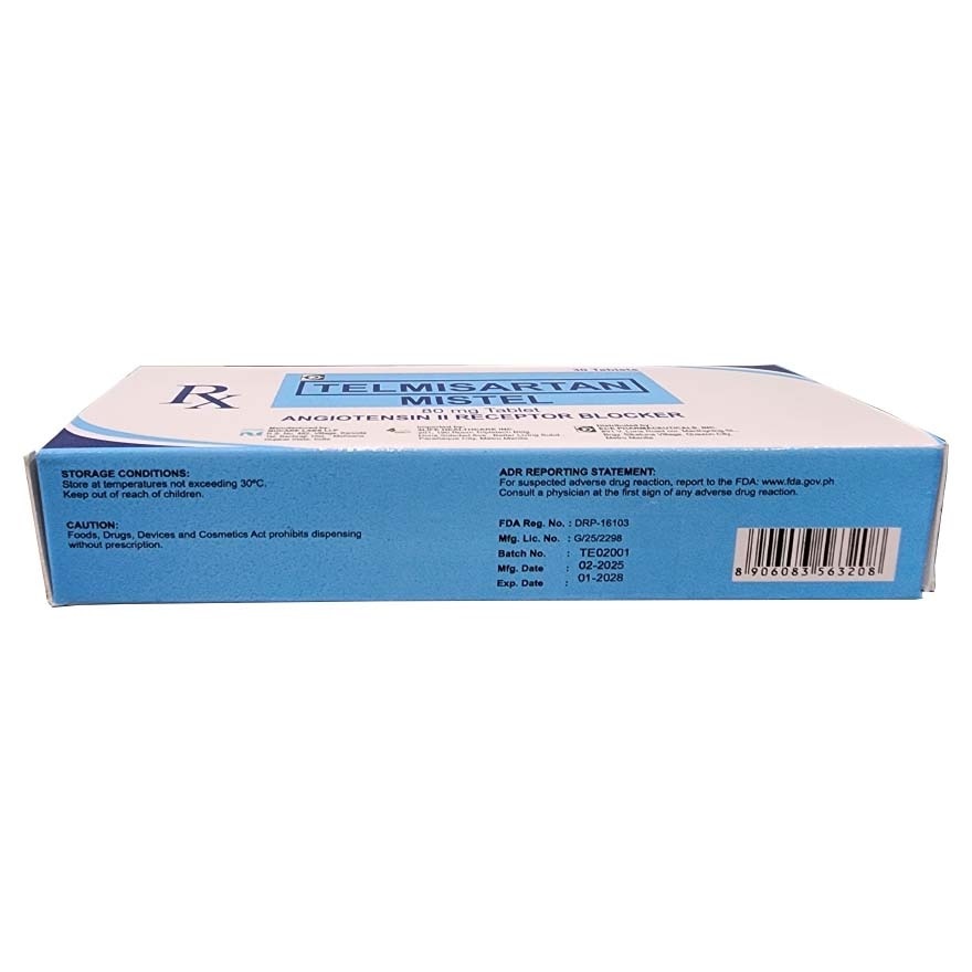 MISTEL Telmisartan 80mg Sold Per Piece [PRESCRIPTION REQUIRED]