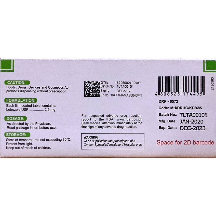 MAMAZOL 2.5mg Film Coated Tablet Sold Per Piece [PRESCRIPTION REQUIRED] image