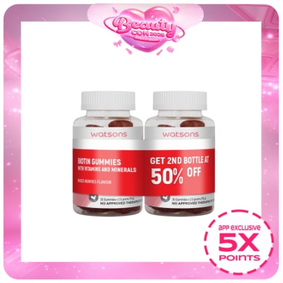 WATSONS - WATSONS Biotin with Vitamins and Minerals Gummies Bundle Buy 1 Get 2nd at 50% off