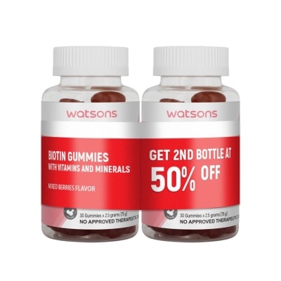 WATSONS WATSONS Biotin with Vitamins and Minerals Gummies Bundle Buy 1 Get 2nd at 50% off