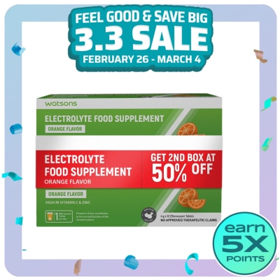 WATSONS GENERICS WATSONS GENERICS Electrolyte Drink Effervescent Tablets 10s Buy 1 Get 2nd at 50% off