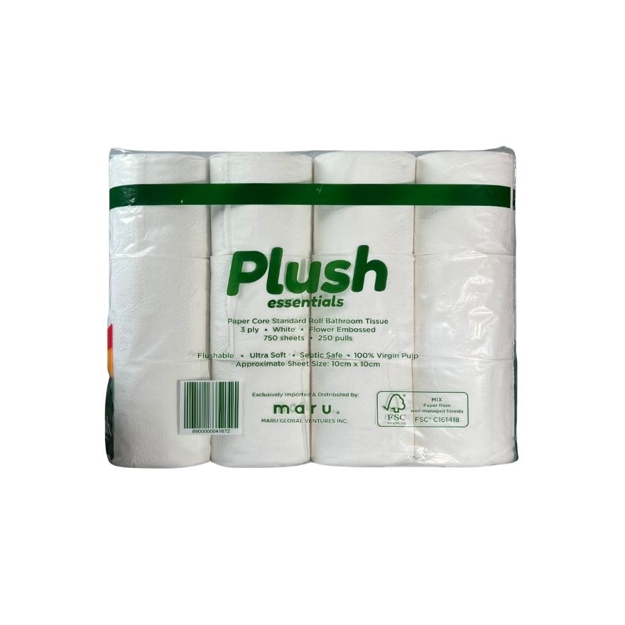PLUSH Bathroom Tissue 12 Rolls with Free Cotton Buds 400 tips