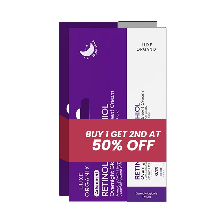 LUXE ORGANIX Retinol + Bakuchiol Overnight Glow Gentle Treatment Cream 30g