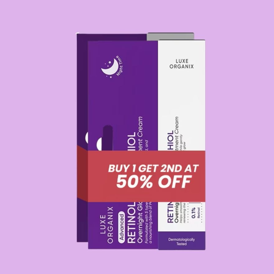 LUXE ORGANIX Retinol + Bakuchiol Overnight Glow Gentle Treatment Cream 30g