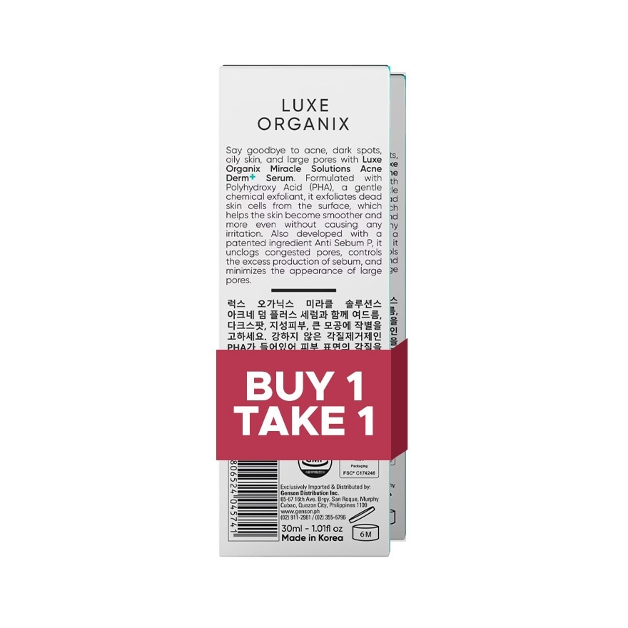 LUXE ORGANIX Miracle Solutions AHA BHA Serum 30ml Buy 1 Take 1