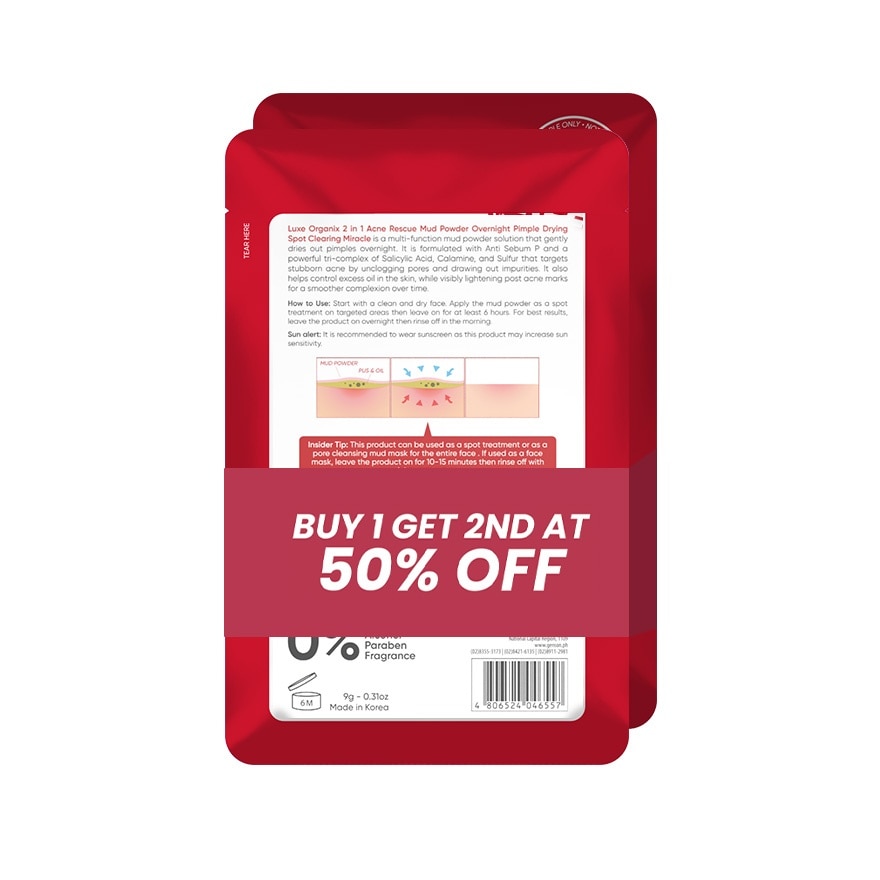 LUXE ORGANIX 2 in 1 Acne Solution Mud Powder 9ml