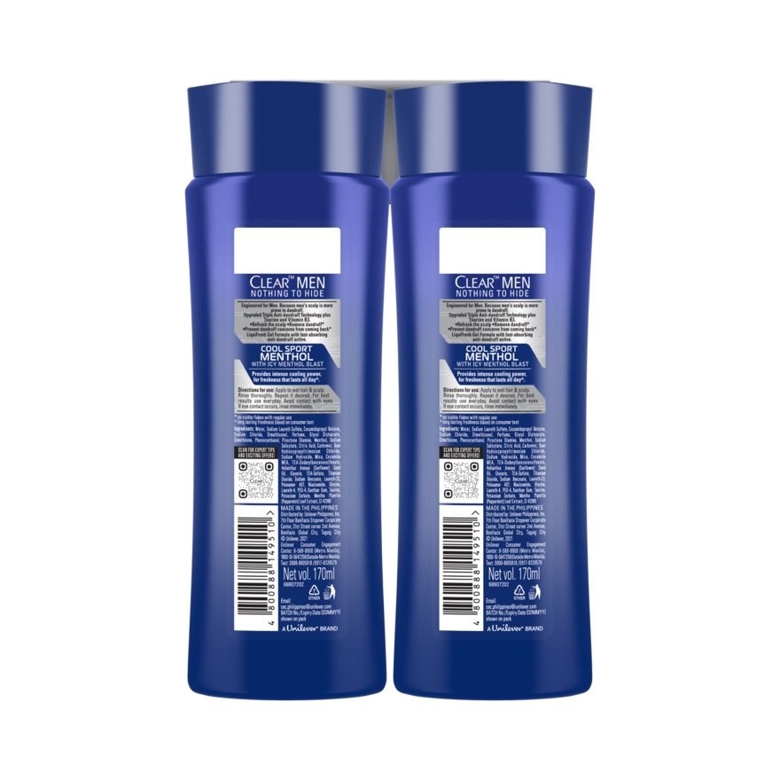 CLEAR Men Shampoo Cool Sport Menthol Multipack 170ml image