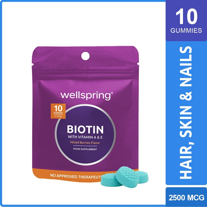 WELLSPRING Biotin with Vitamin A & E Gummies 10s