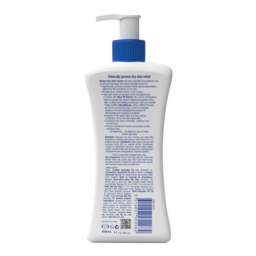 ROSKEN Dry Skin Cream Pump 400ml