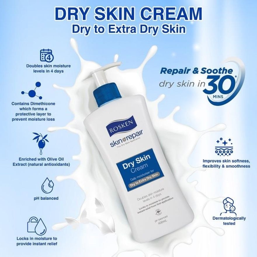 ROSKEN Dry Skin Cream Pump 400ml