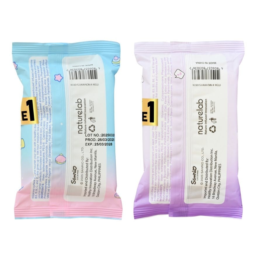 NATURELAB Sanrio Cleansing Wipes Kuromi and Cinnamoroll Bundle