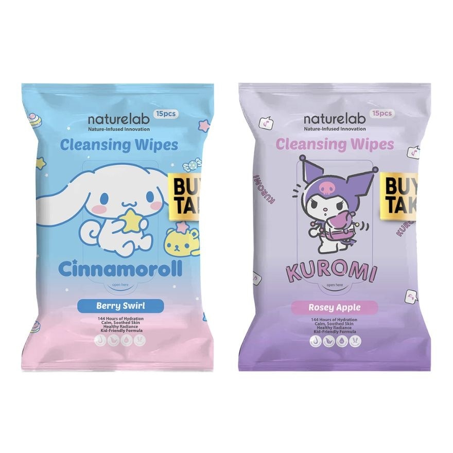 NATURELAB Sanrio Cleansing Wipes Kuromi and Cinnamoroll Bundle