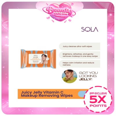 SOLA - SOLA Juicy Jelly Vitamin C Makeup Removing Wipes 10s