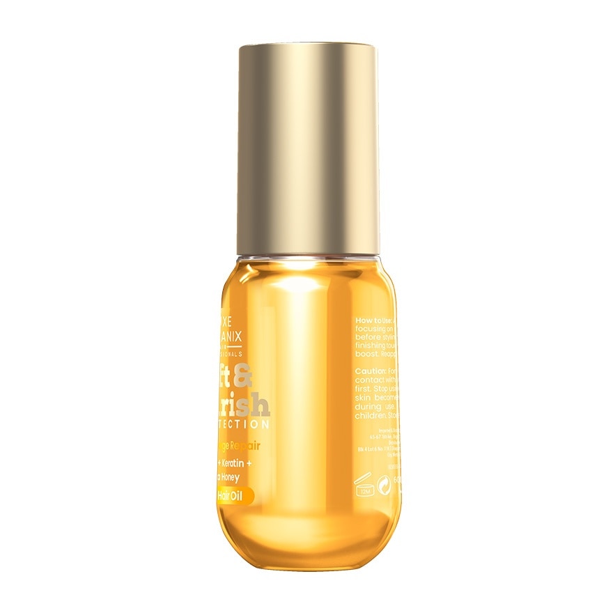 LUXE ORGANIX Soft & Nourish Serum Hair Oil Argan Oil + Keratin + Manuka Honey Damage Repair 60ml