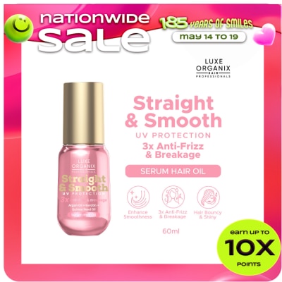 LUXE ORGANIX - LUXE ORGANIX Straight & Smooth UV Protection 3x Anti-Frizz Argan Oil + Keratin + Quinoa Seed Oil Serum Hair Oil 60ml