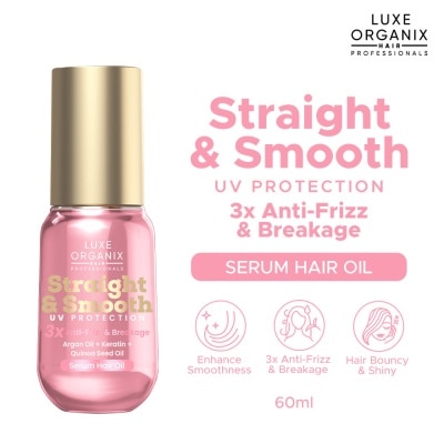 LUXE ORGANIX LUXE ORGANIX Straight & Smooth UV Protection 3x Anti-Frizz Argan Oil + Keratin + Quinoa Seed Oil Serum Hair Oil 60ml